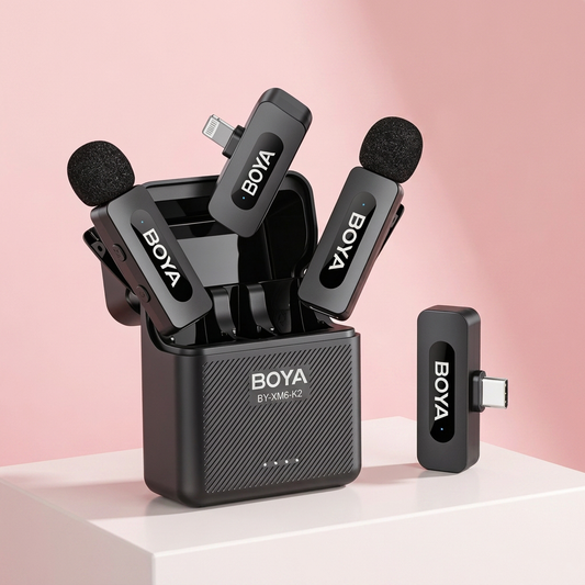 BOYA BY-V3 Wireless Lavalier Lapel Mirophone Noise-cancelling Rechargeable Mic for iPhone Android Camera Live Streaming Vlogging