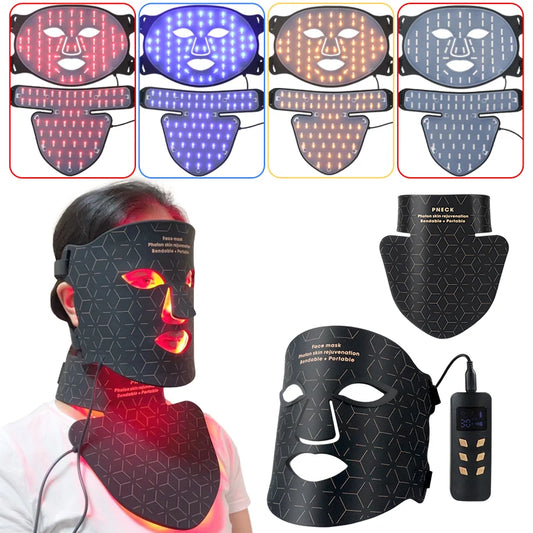 4 Colors Silicone LED Face Mask LED Red Light Photon Infrared Therapy Flexible Facial Mask Repair Skin Brighten Skin Tone