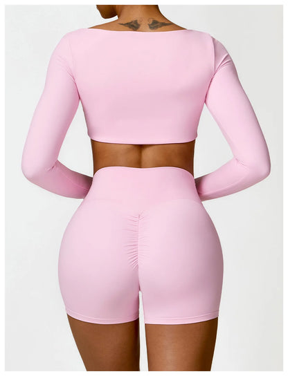 Sculpt Long Sleeve Pink Set