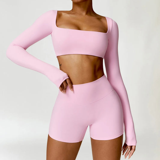 Sculpt Long Sleeve Pink Set
