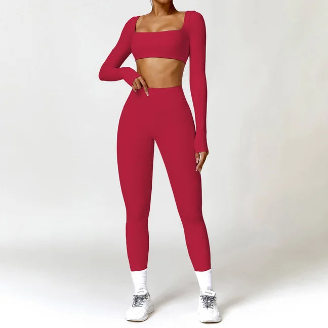 Sculpt Long Sleeve Red Set