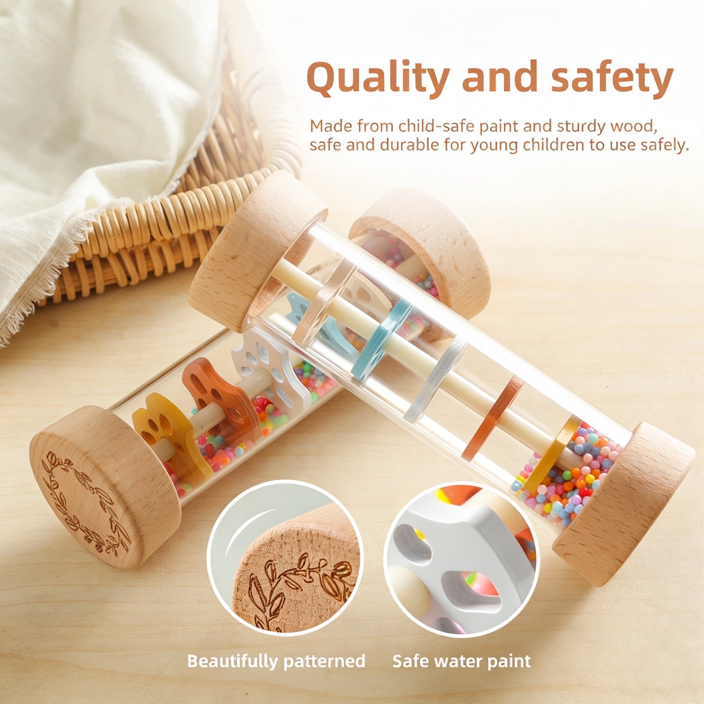 Montessori Baby Rain Stick Rainbow
